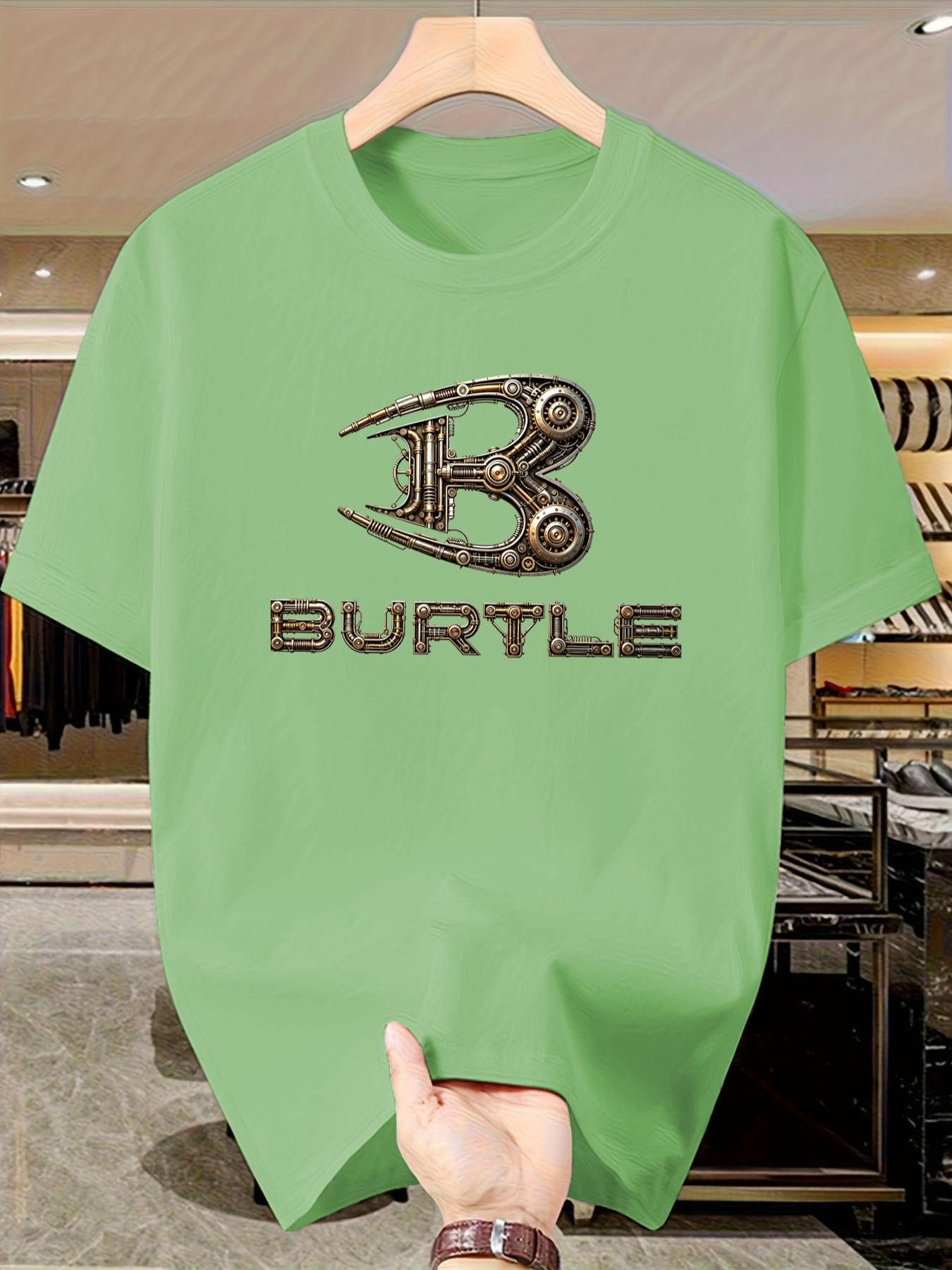 Bur Turtle Men's Steam Punk Mechanical Pattern T-Shirt, Short Sleeve Slim Fit Casual Top, Unique Design for Daily Wear