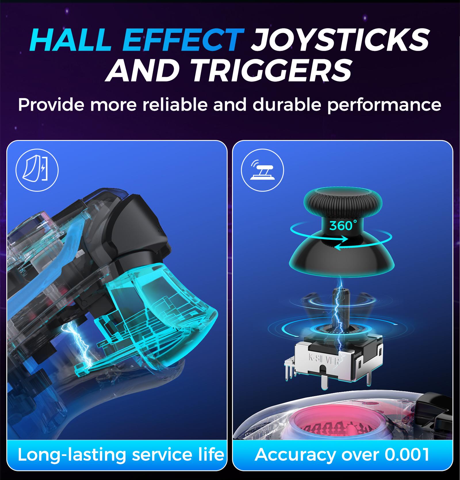 IINE Bastet Wireless Transparent Controller for PS4/Switch/PC/Android/iOs with Touchpad Hall Effect Trgger Hall Joystick Headphone Jack Macro & Turbo 6-Axis Gyro Sensor