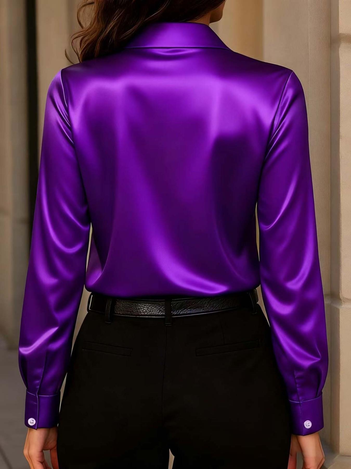 New Women's Clothing Arrival: All Seasons, Fashionable Glossy Satin Shirt, Blouse, Casual and Versatile Button-Down Shirt