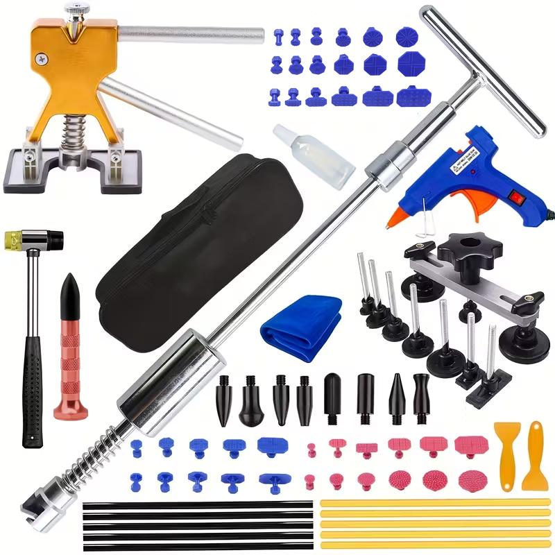 77pcs Paintless Dent Removal Kit with T-bar Dent Puller, Body Repair Dent Removal Tools,Professional Paintless Dent Repair Kit , Dent Puller For Cars,Comprehensive Car Dent Repair Kit