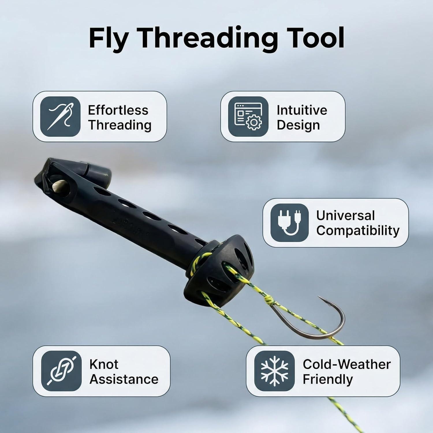 1/2 PCS Fly Fishing Magnetic Fly Threader, Fly Threader Fishing Anglers Tippet Threader, Fishing Accessory to Easily Rig Small Flies & Tippet on Water, Make Fly Tying Simpler, Works with Most Hooks, tippets, and Fly Styles