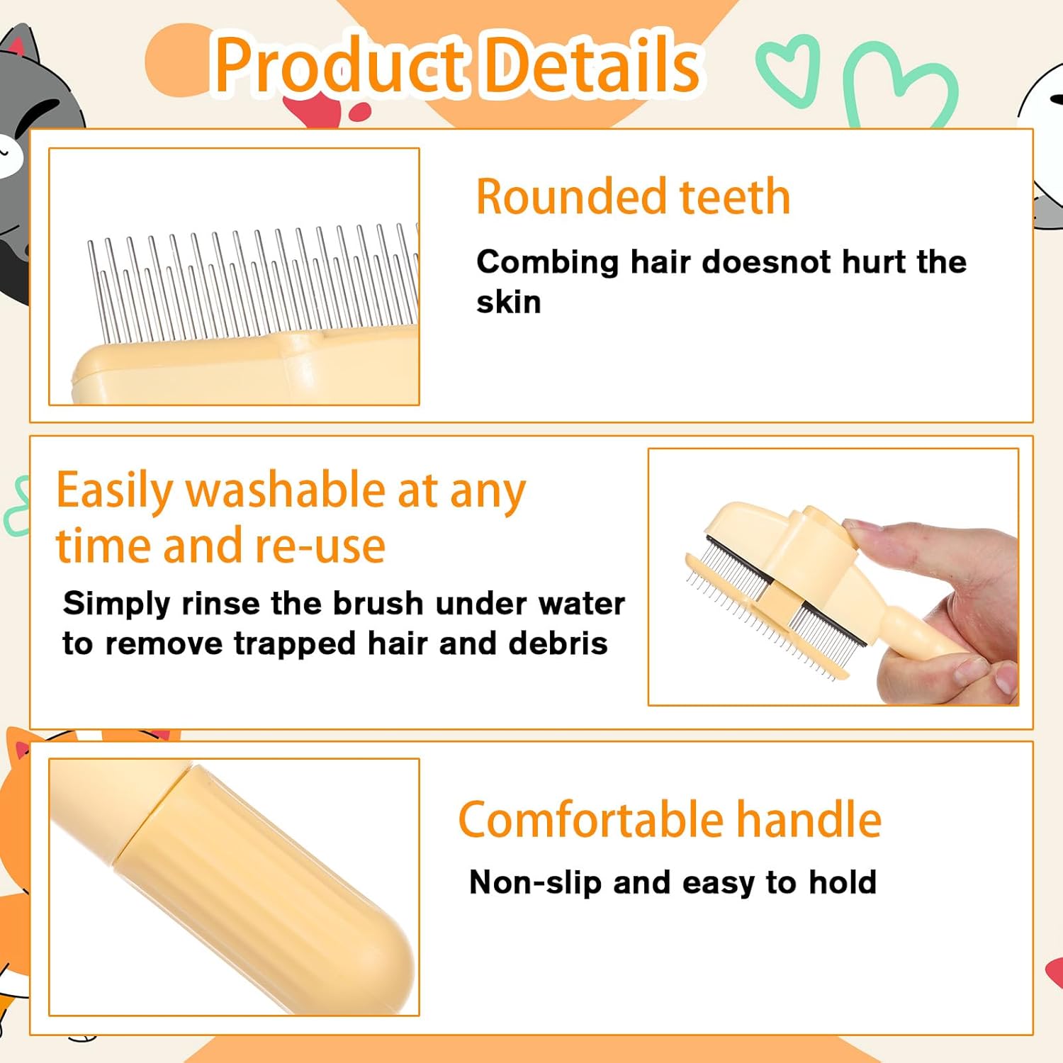 Avatore Cat Brush, Multi-Functional Pet Grooming Tool, Reduces Shedding & Pain Relief, Suitable for Short Hair Cats & Long Hair Cats