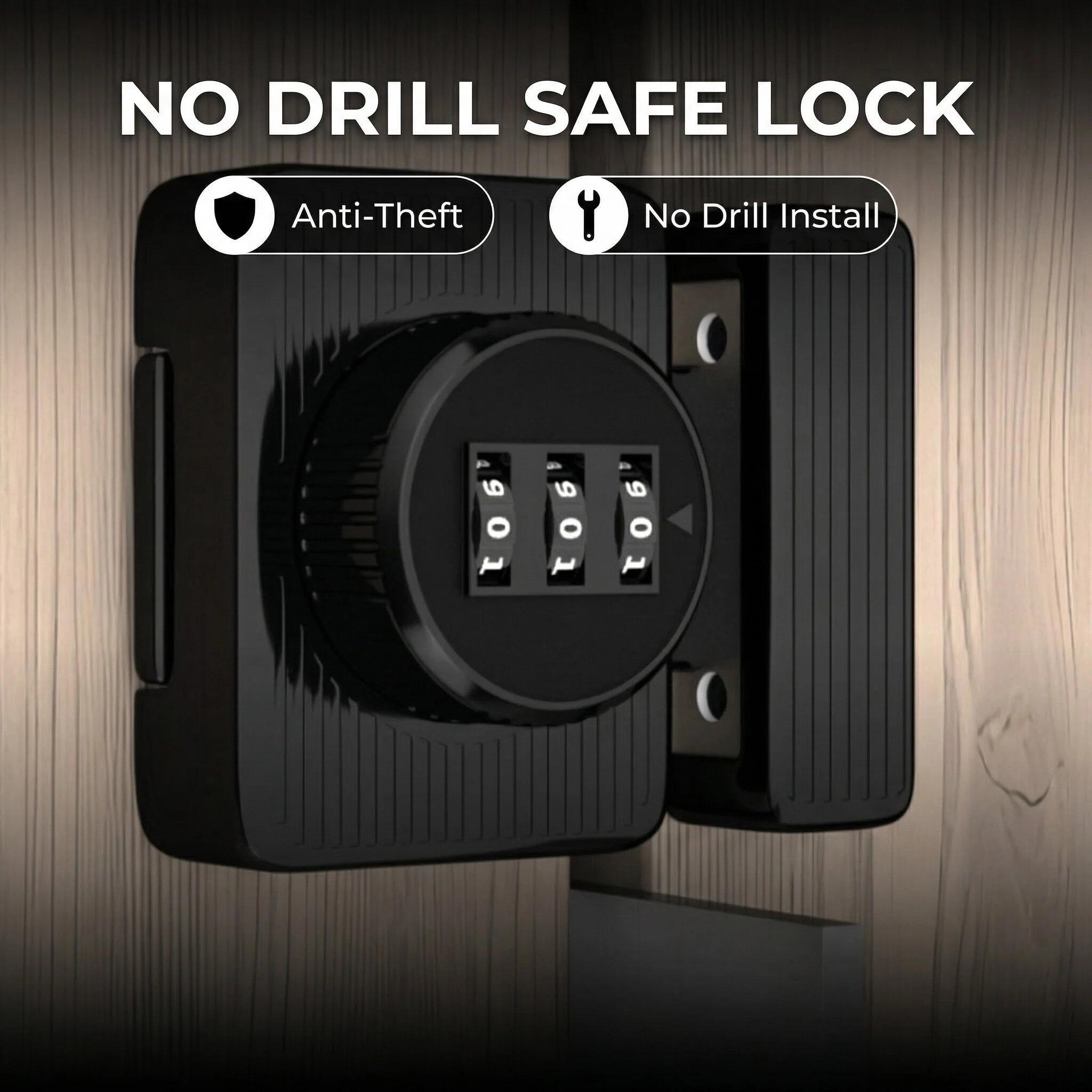 No-Drill Code Lock Bolt Latch Reversible Cabinet Drawer Storage Door Security Lock for Bedroom