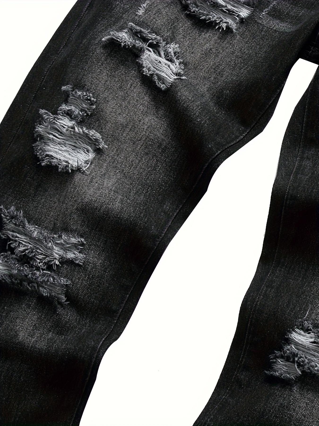 Men's ripped jeans Printed Style, distressed ripped slim straight compression pants ripped n s high street jean fashion boy summer gomez western wear outlet, All Day Comfort, Fit, Chic Look