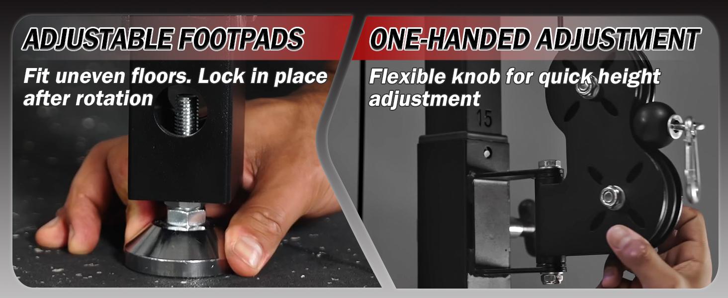 MIKOLO Folding Squat Rack, Wall-Mounted Power Rack with Cable Crossover & LAT Pulldown, 5 Adjustable Modes, Space-Saving Home Gym Equipment Foldable Metal Exercise Portable Exercise Machine Multifunctional Fitness