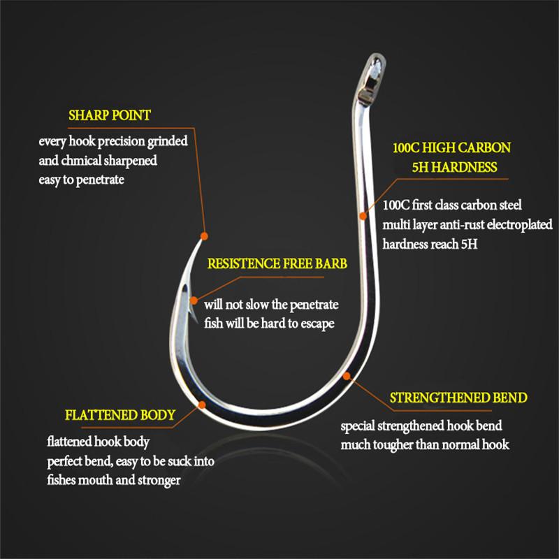 FTK Ise-ni Fishing Hooks, 100pcs box, flattened shank, barbless, for carp fishing, black