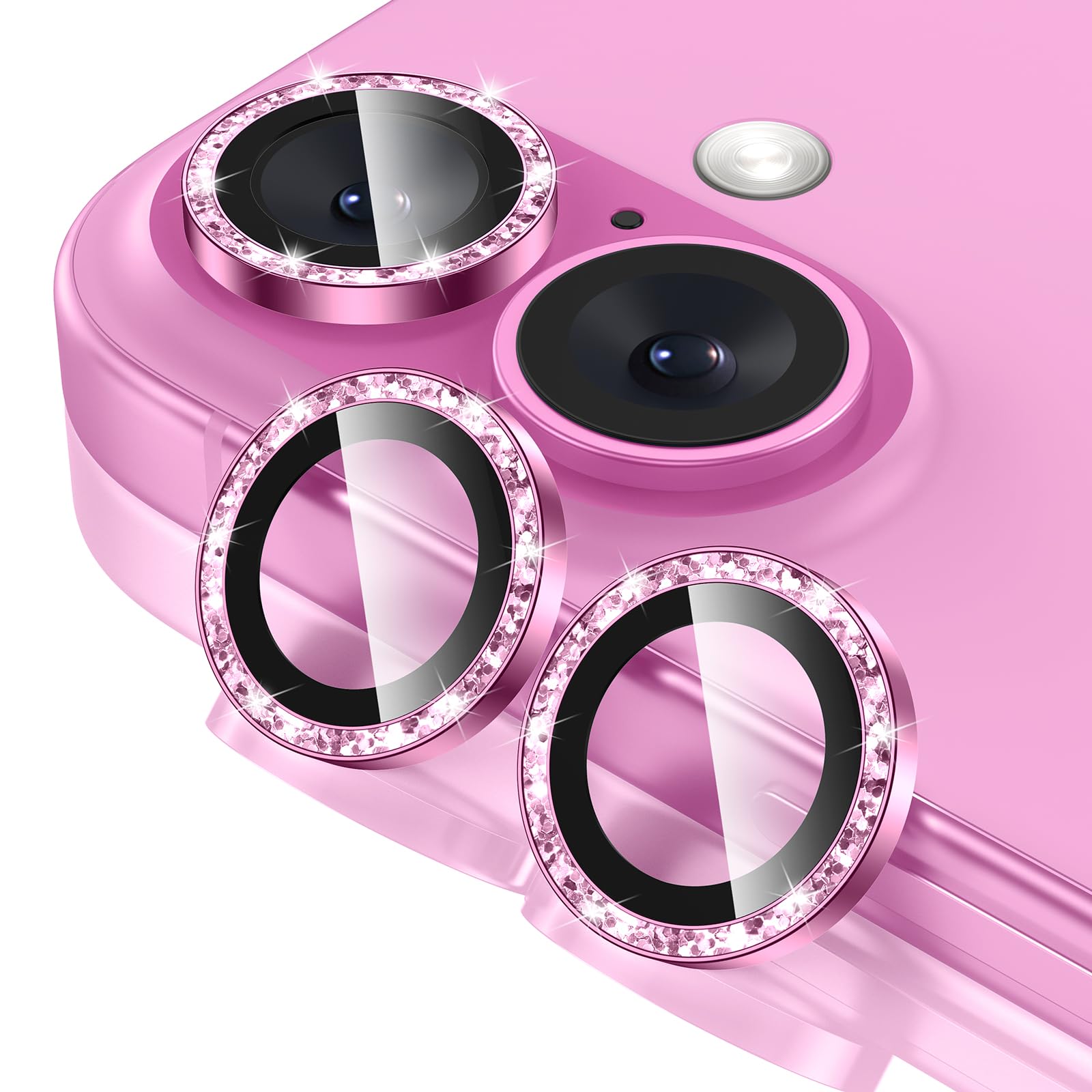 Camera Lens Protector Bling Compatible for iPhone 16 /iPhone 17 /iPhone 16 Plus , Protective 9H Tempered Glass Camera Cover Screen Protector Metal Ring Decoration Accessories