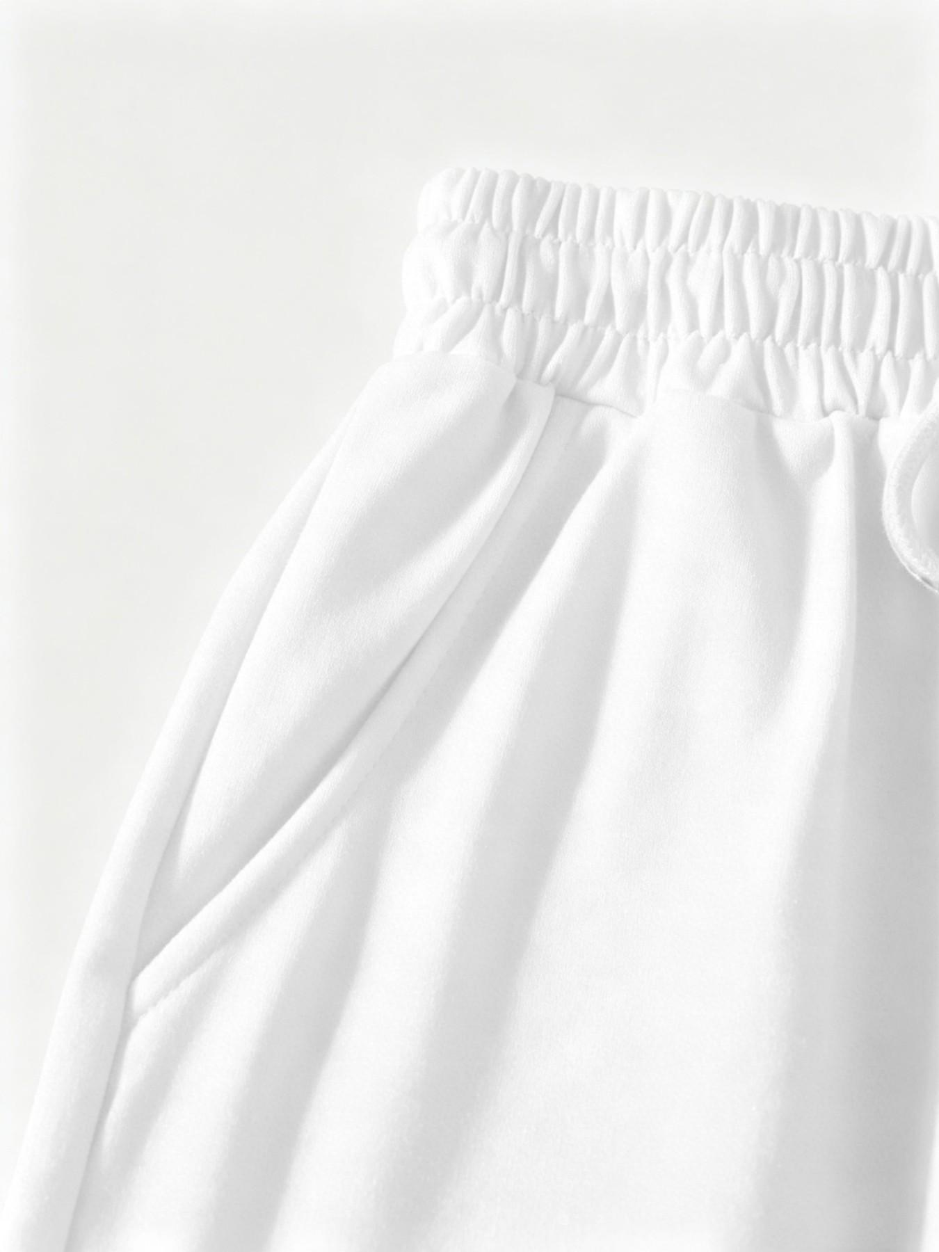 Women's 2-Piece Set, Off-Shoulder Loose Short Sleeve Top & Adjustable Drawstring Shorts, Summer Plain Casual Sporty, Versatile for Various Occasions, Outfit, Clothes