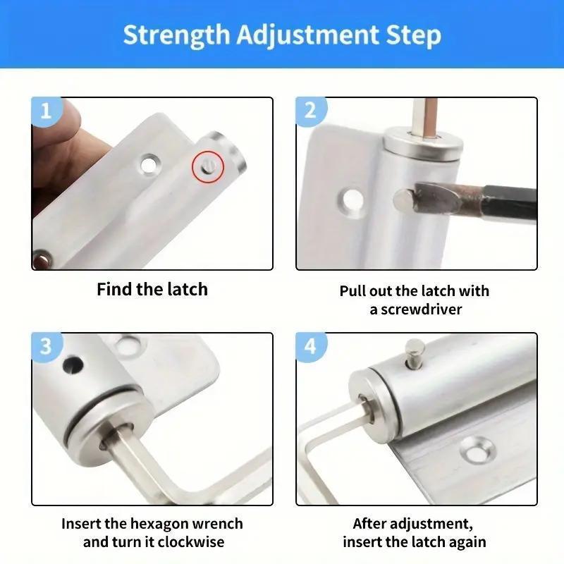 Stainless Steel Adjustable Quiet Automatic Door Closer, Rust-Proof Foldable Design for Home and Office Use, Durable Door Hardware for Easy Installation