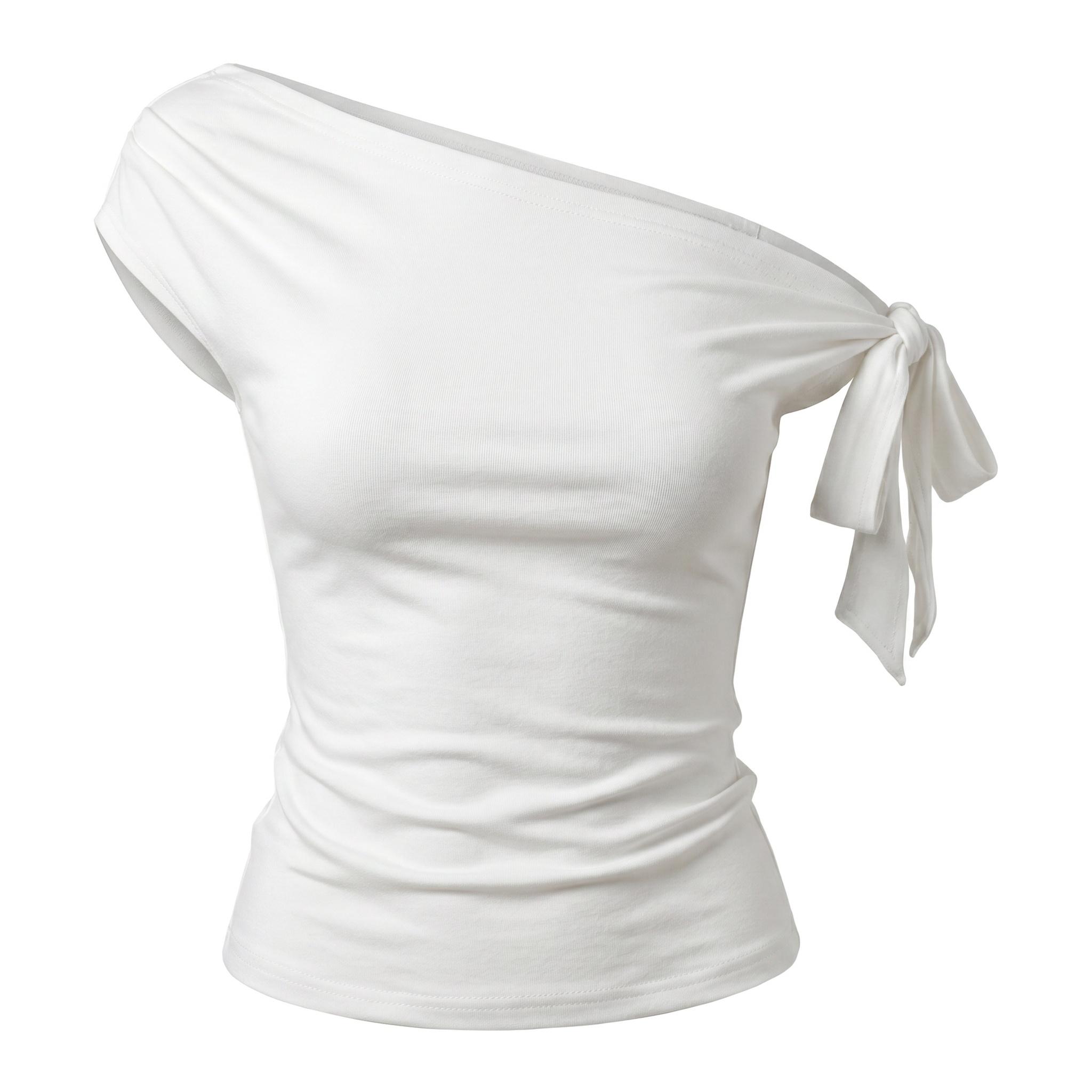 Women's Asymmetrical Off-Shoulder Top - Tie Knot Sleeve Ruched Blouse - Elegant Slim Fit One-Shoulder Shirt Women's Asymmetrical Off-Shoulder Top - Tie Knot Sleeve Ruched Blouse - Elegant Slim Fit One-Shoulder Shirt