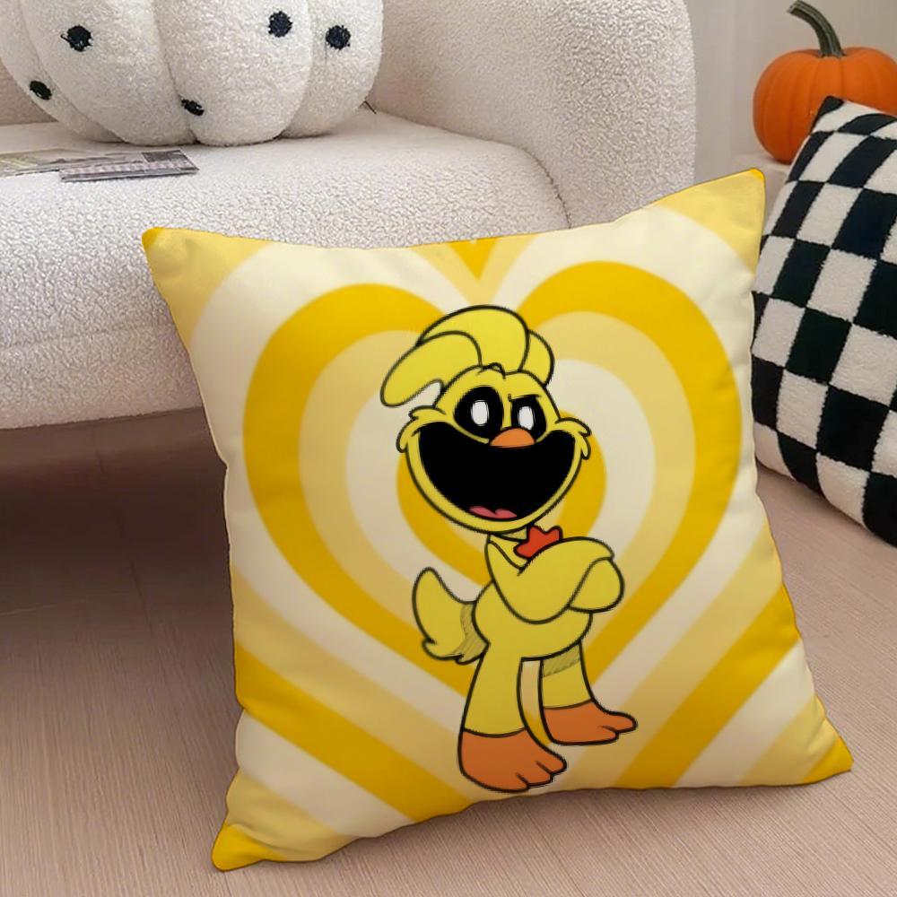 Hot Classic Horror Eerie American Video Game P-Poppy Playtime Pillow Case Anti-dustmite Pillowcase  Sofa Cushion Cover with Invisible Zipper Silky Short Plush Polyester Microfiber Fabric White Available in Standard Queen King Sizes for Home Bed Use