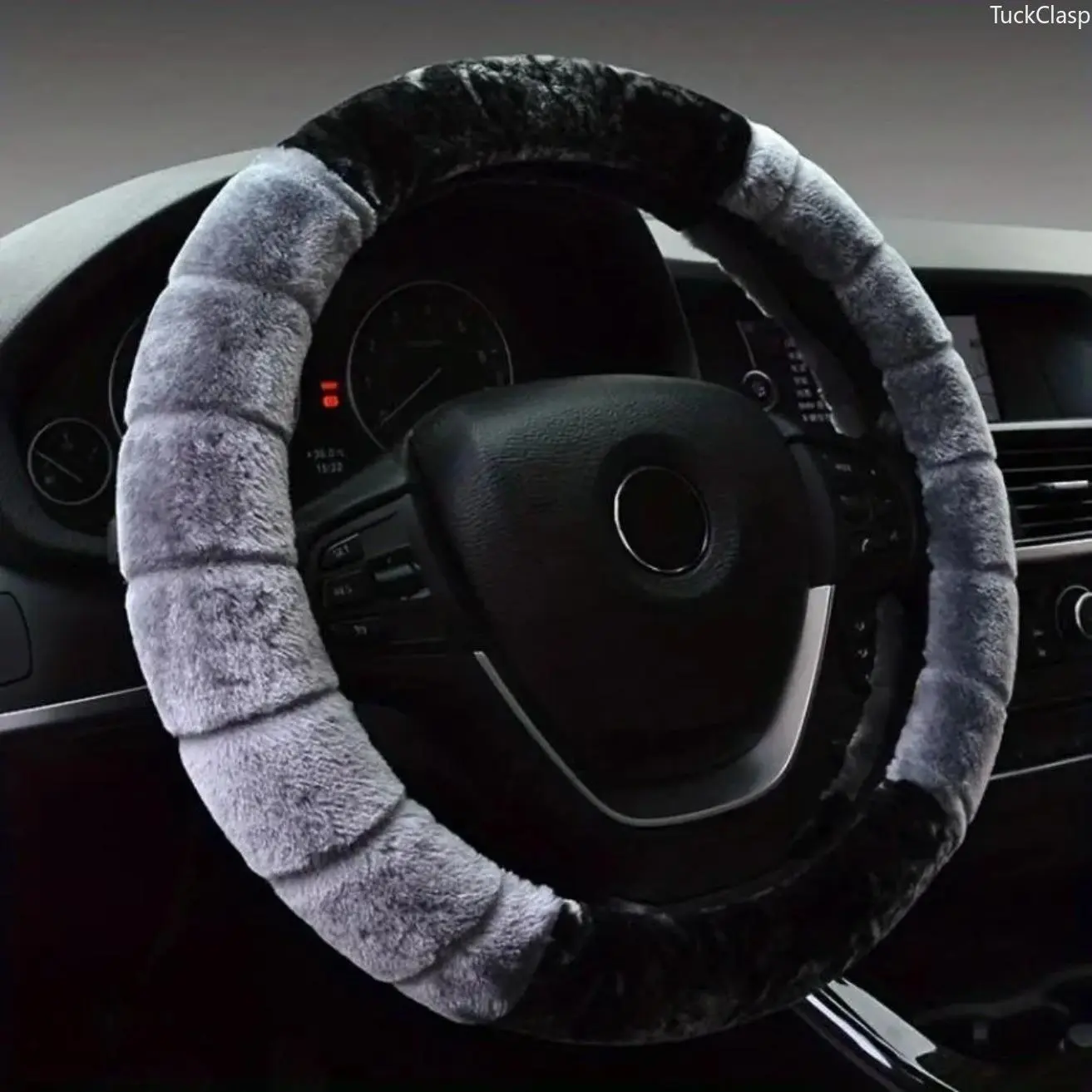 Women’s Winter Fluffy Steering Wheel Cover, Soft Plush Lining with Cute Heart & Ear Design, Comfortable Grip, Rubber Material, Cozy Automotive Interior Accessory for Cold Weather Driving, Girly Car Decor & Winter Car Accessories