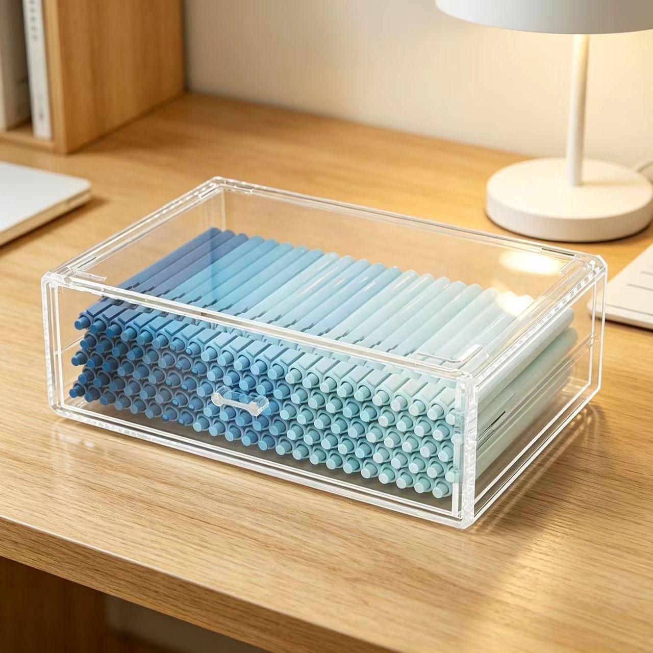 Stackable Desktop Storage Box, Large Capacity Organizer, Ideal for Pencils, Markers, Cosmetics, Small Items, Multi-Purpose Storage Solution