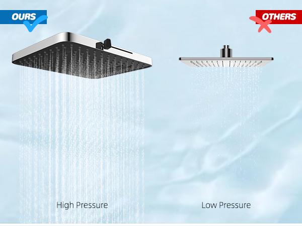 Hibbent 5-spray Dual Filtered Rainfall Shower Head Combo, High Pressure 13'' Showerhead with 10 Spray Mode Handheld, Easy Reach 4-way Diverter Shower Arm with Pause Mode, 71'' Hose and Holder, Chrome