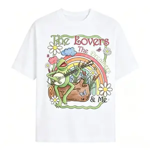 Vintage Watercolor Kermit the Frog Shirt Muppets Rainbow Tee The Lovers The Dreamers and Me Family Trip Tee 2026 Unisex Womenswear Graphic Tops 546 Short Sleeve Casual Top kermit fan tee retro watercolor shirt family matching top muppets fan apparel