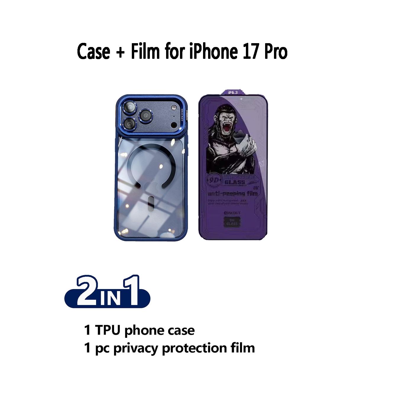 All-in-One for iPhone 17 Pro: Magnetic Case + 28° Privacy Screen Protector Film, Foldable Metal Kickstand, Lens Protection, MagSafe, Premium Gift Set
