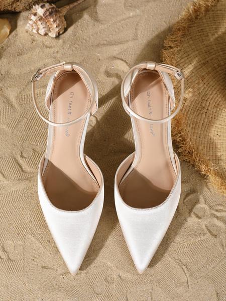 Women's Elegant Fashion Pointed Toe High Heels, Hollow Out Slip-On Single Shoes, Plain Textile Upper, All Season Wear