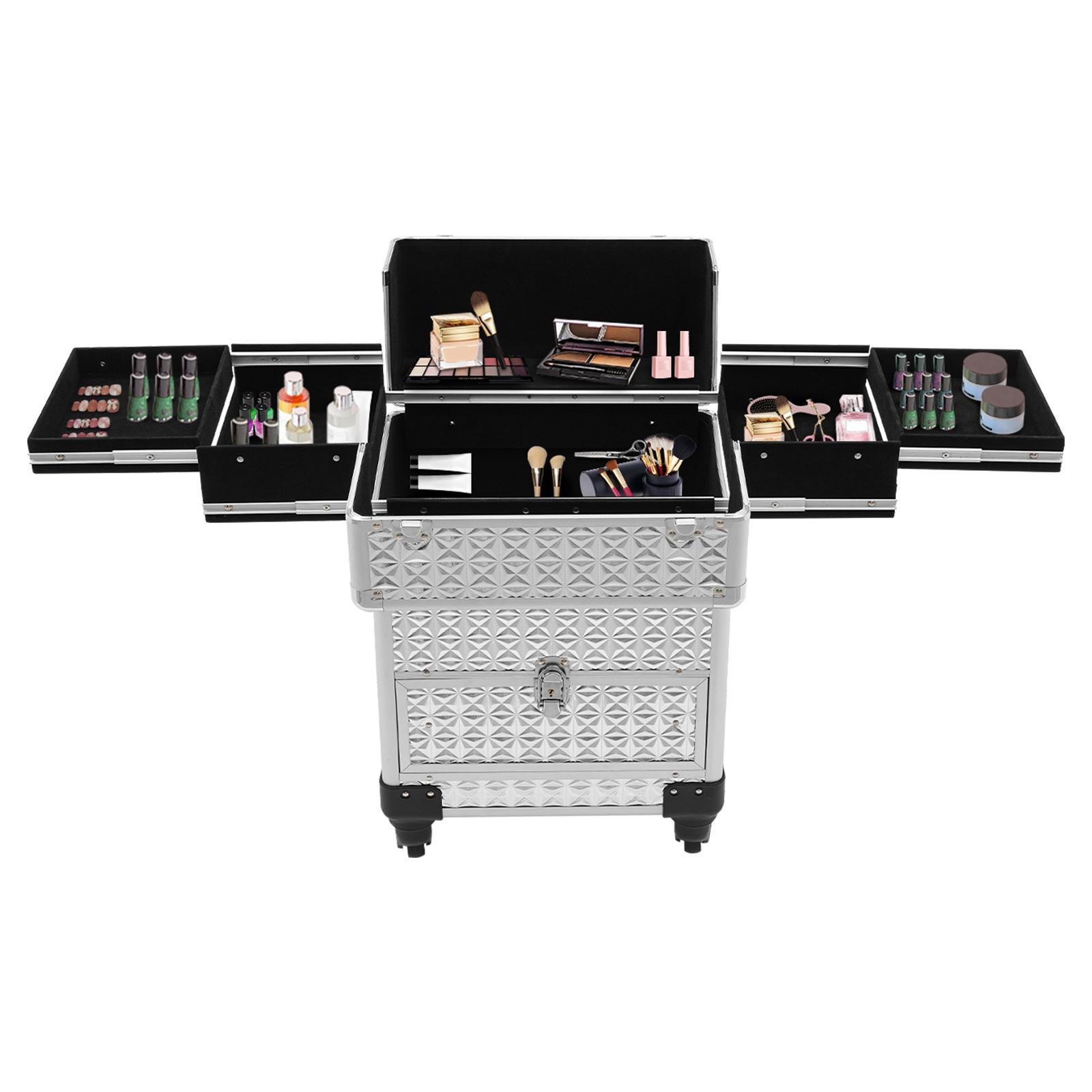 Rolling Nail Case Wheeled Manicure Storage Case Polish Organizer Professional Makeup Trolley for Studio or Travelling Nail Technician Artists Cosmetologist Stylist