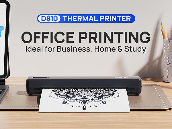 POLONO Portable Printer Wireless, D810 Bluethooth Thermal Printer Support for 8.5"x11" US Letter, Documents, Tattoo Paper