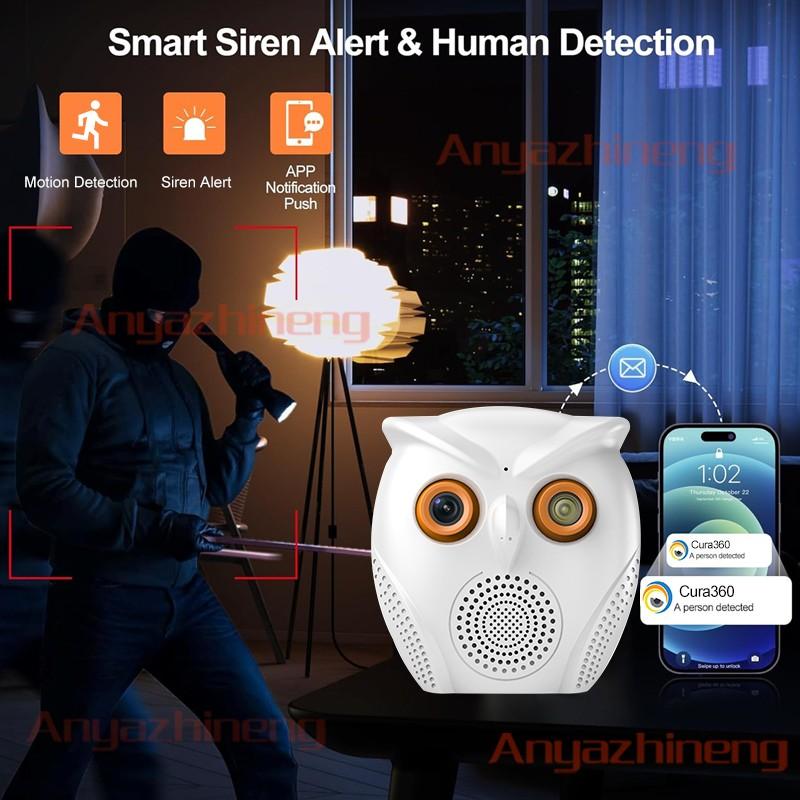 2k HD Wireless Security Camera with Human Detection, Indoor WiFi Monitoring, Night Vision, Alexa Compatibility, Two-Way Audio and Alarm System