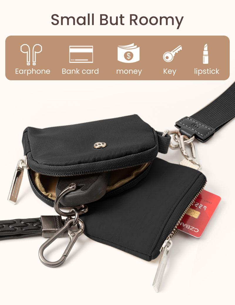 MEXS Mini Zip Around Wristlet Wallet for Women Dual Pouch Wristlet Portable Coin Purse Mini Women Coin Pocket
