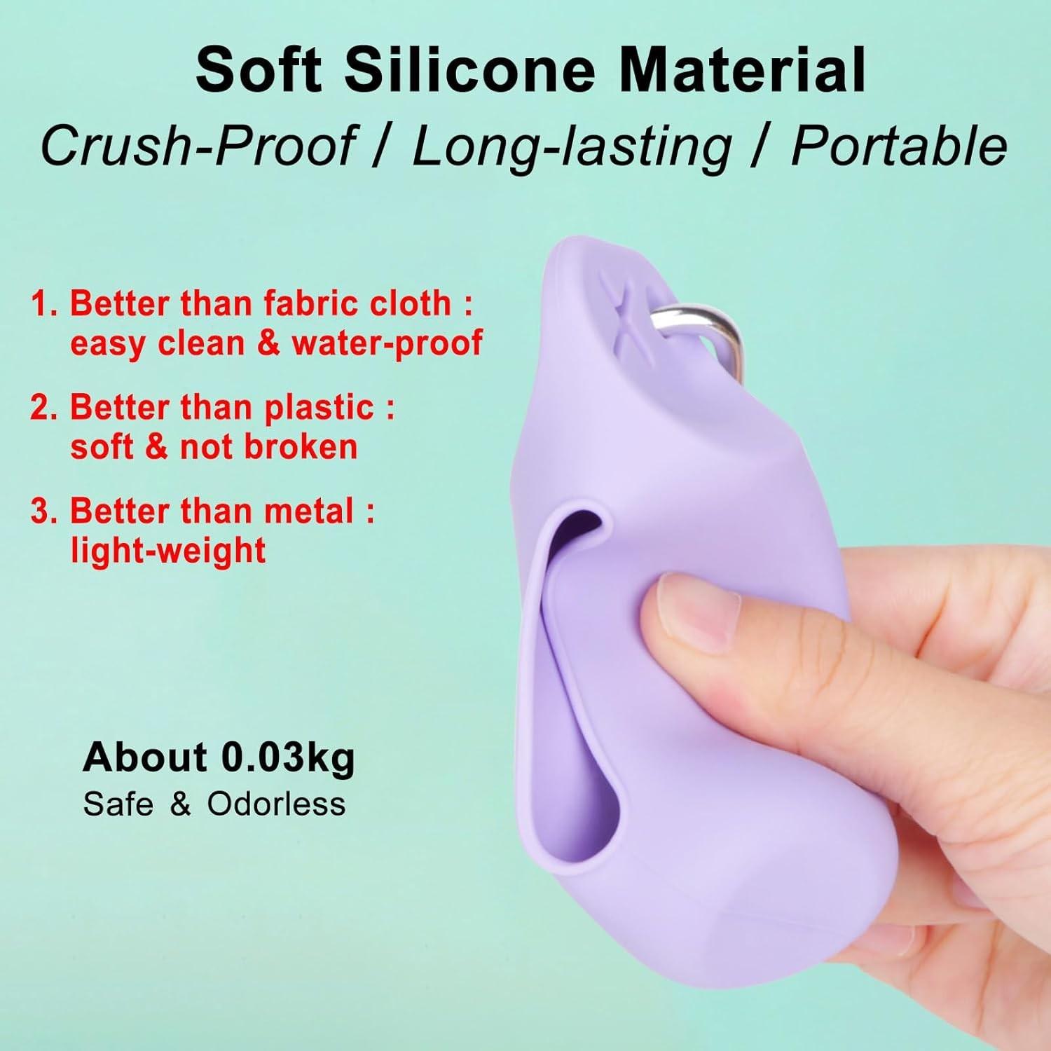 2-In-1 Soft Silicone Pet Waste Bag Portable Storage Box, Dog Poop Bag Holder for Outdoor Walks, Convenient No-Handle Design