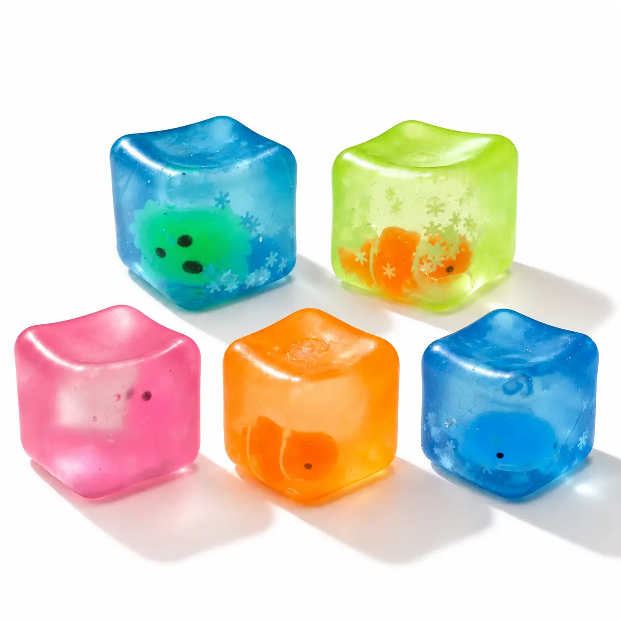Animal Ice Cube Squishy Toy Clear Transparent Gel Cube Marine Life Clownfish Whale Octopus Crab Squeeze Fidget Toy Maltose Stretchy Sensory Toy Birthday Party Favor Gift, Ice Cube Shape, Stretchy Toy