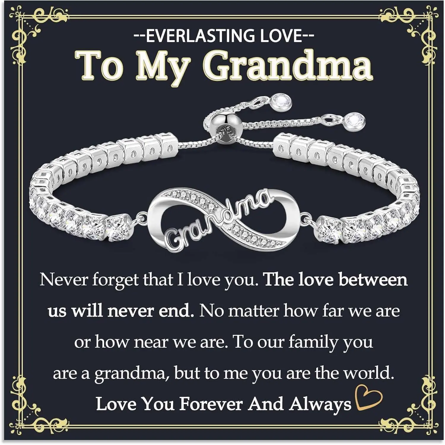 Mom Nana Grandma Aunt Mimi  Grammy Granny Bracelet Gifts for Women | 4MM Cubic Zirconia Tennis Bracelet, Infinity CZ , Christmas,  Day, Valentines Day, Birthday, Easter