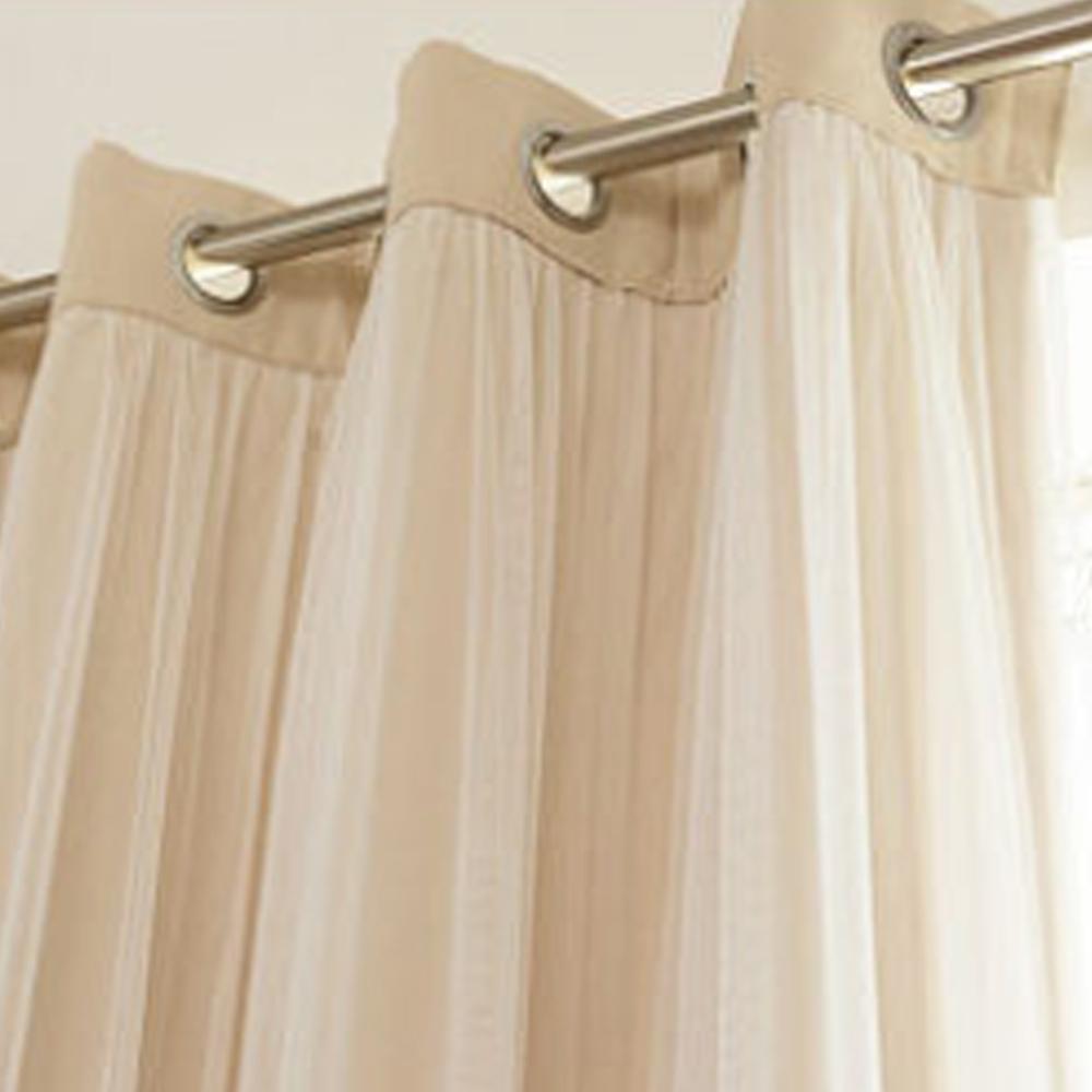 Double Layer Curtain, Solid Color Blackout Curtain, 1 Piece, Fashionable Home Decor for Living Room & Bedroom, Window Curtain