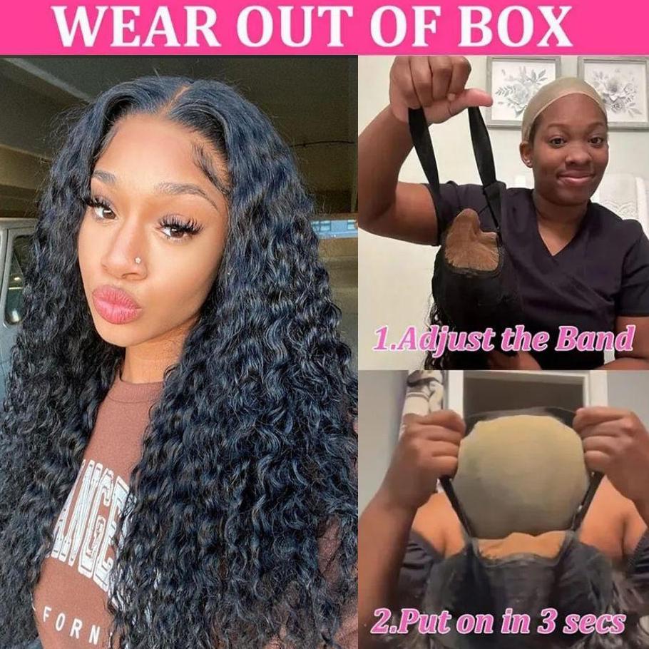 [Glueless Wig] 9x6 7x5 6x4 Pre-cut Wigs Deep Wave Human Hair Pre Plucked Pre Cut Lace Closure Wigs Ready and Go Deep Wave Curly Lace Closure Wigs for Women Wet and Wavy Natural Hairline