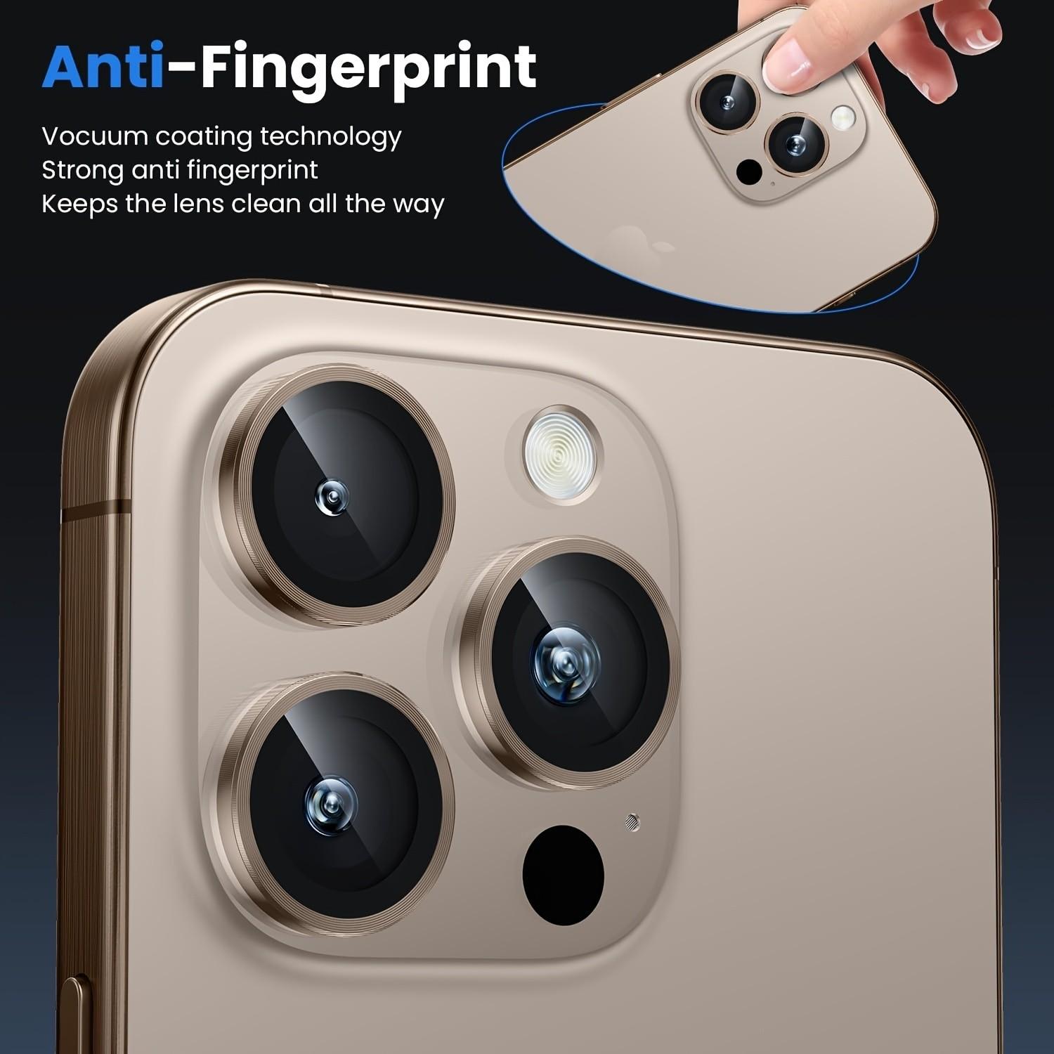3-Pack Camera Lens Protector for iPhone 17 Pro Max/16 Pro Max/16 Pro/16 Plus/15/14/13/12/11, Strong Adsorption 9H Hardness Tempered Glass Camera Screen Protector Individual Metal Ring Cover, Case Friendly, Anti-scratch
