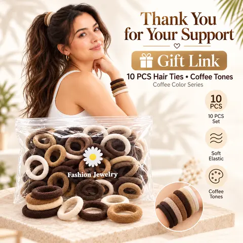 Thank You for Your Support – 10PCS Soft Elastic Hair Ties Gift, Coffee Brown Beige Neutral Ponytail Holders for Everyday Styling