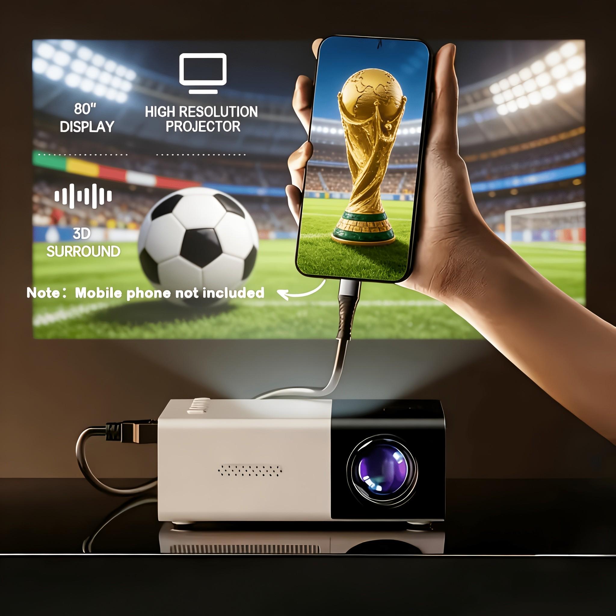 Portable HD Mini Projector, 1 Count 30"-100" Adjustable Projection Screen Size Home Theater Movie Projector For Office School Meeting