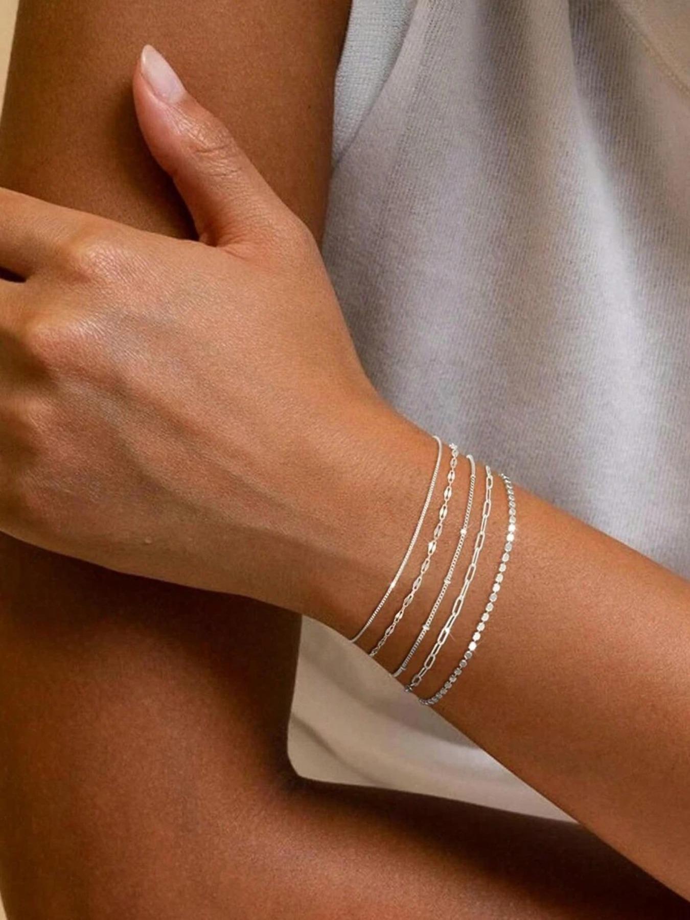 Elegant Stackable Women's Fashion Bracelet Set, Stackable Bracelets, 5-Piece Jewelry Collection, Perfect for Any Occasion, Stylish Accessory for Her