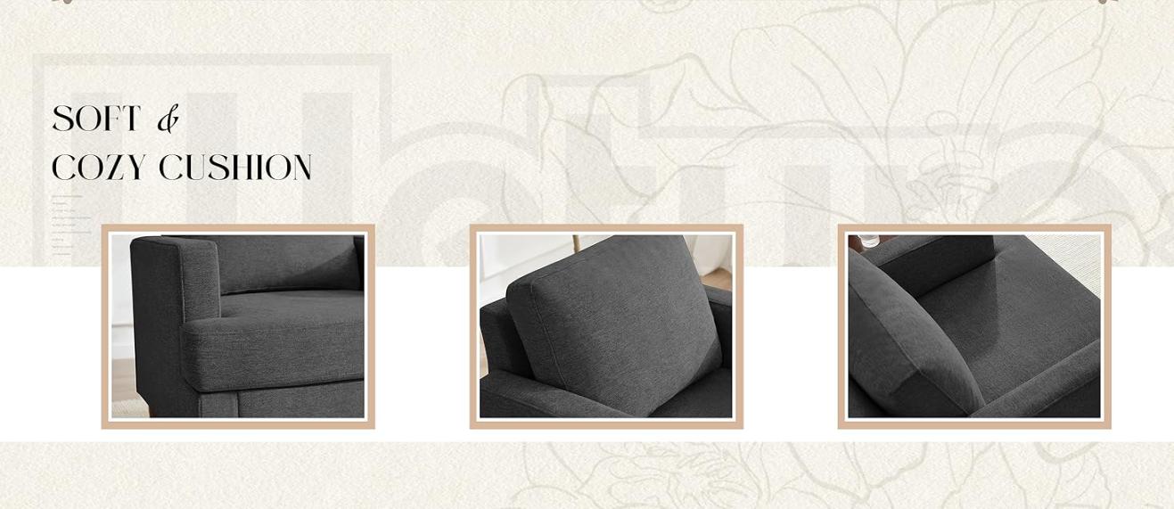 Weture Mid-Century Accent Chair,Modern Linen Fabric Armchair for Living Room,Comfy Upholstered Reading Accent Chairs for Bedroom,Single Sofa Chair with Wood Legs