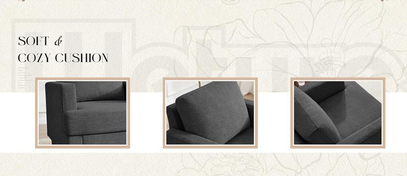 Weture Mid-Century Accent Chair,Modern Linen Fabric Armchair for Living Room,Comfy Upholstered Reading Accent Chairs for Bedroom,Single Sofa Chair with Wood Legs