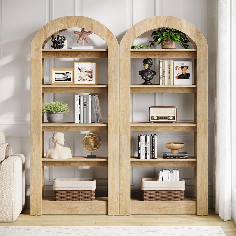 LITTLE TREE 5-Tier Bookshelf, Arch-Shaped Racks, Tall Standing Wooden Bookcase Display Shelf Modern Storage Solution LITTLE TREE 5-Tier Bookshelf, Arch-Shaped Racks, Tall Standing Wooden Bookcase Display Shelf Modern Storage Solution