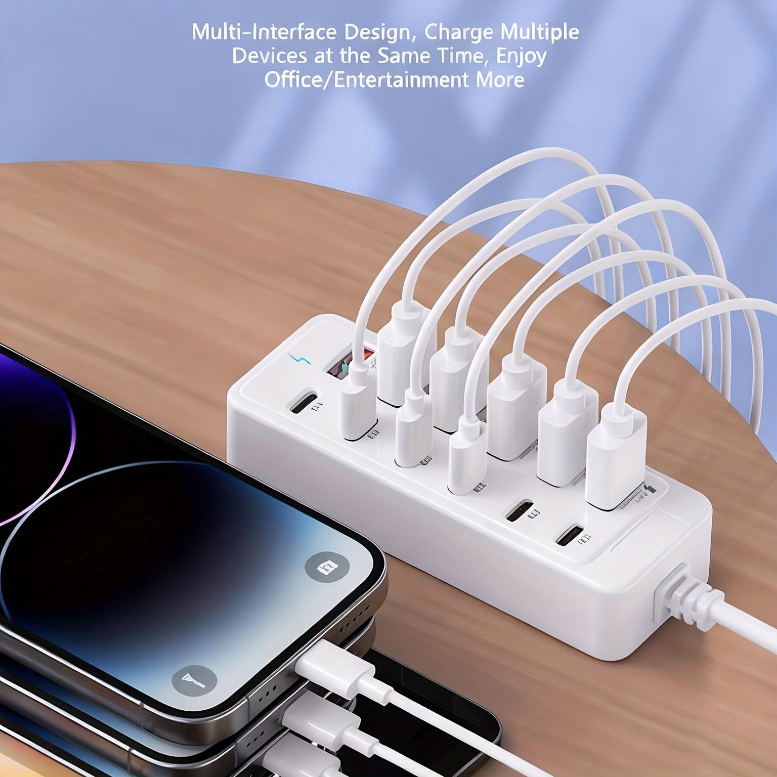 12-In-1 66w Fast Charging Station, 6 USB Ports + 6 Type-C PD Fast Charge Ports, Compatible with iPhone, Macbook, Laptop, Phone, Tablet, Game Console