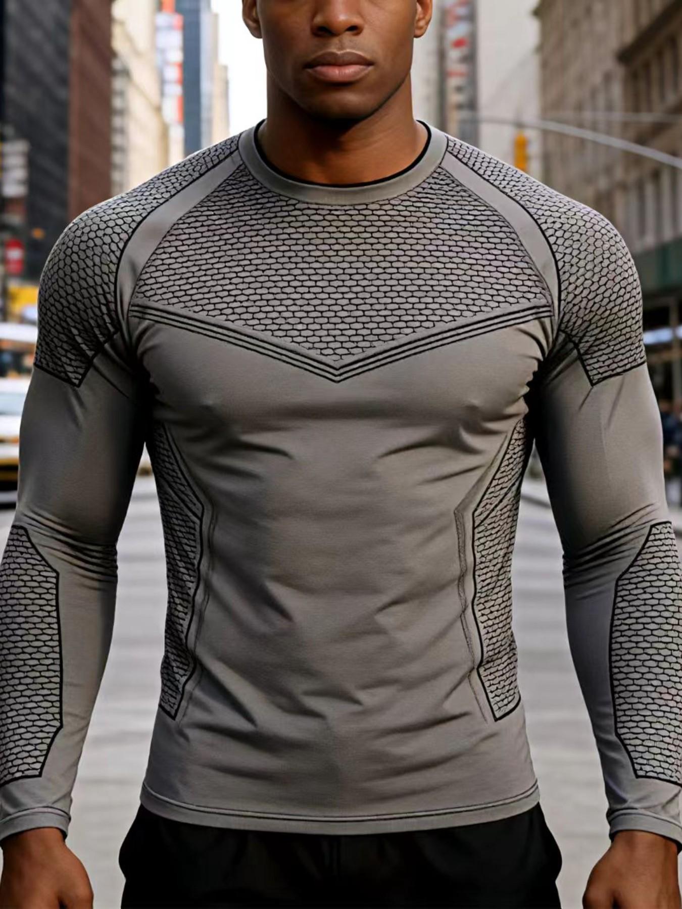 Men's Batman Compression Shirt, Long Sleeve Workout Gear, Quick Dry Moisture Wicking Athletic Gym Top for Fitness Training