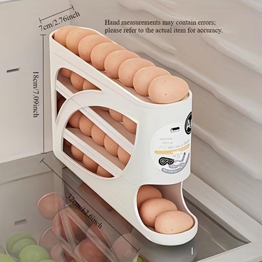 Egg Storage Container, Space-Saving Side-Door Design, Durable Plastic, Large Capacity, Smooth Surface & Easy Grip Handle - Ideal for Kitchen & Fridge Organization, Fridge Organizers, Fridge Egg Holder, Egg Storage Organizer, Refrigerator Accessories