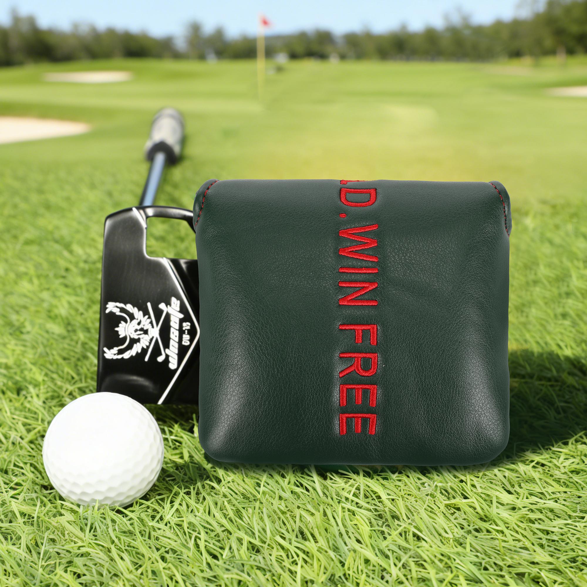 Golf Putter Cover,Durable PU material with simple lettering embroidery,Magnetic closure,Designed for Mallet putters,Golf Accessories, Golf Club Protection Covers, 5 Colors Available
