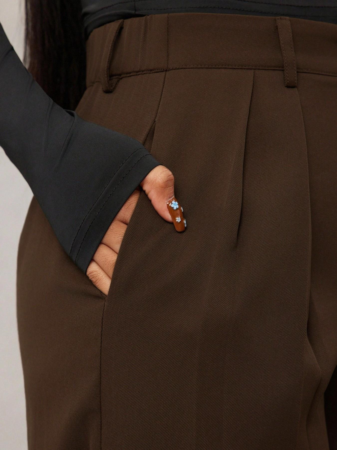 Women's Minimalist Style Fashion Wide Leg Pants, High Waist Elastic Waistband, Commuter & Casual Wear, Comfortable Daily