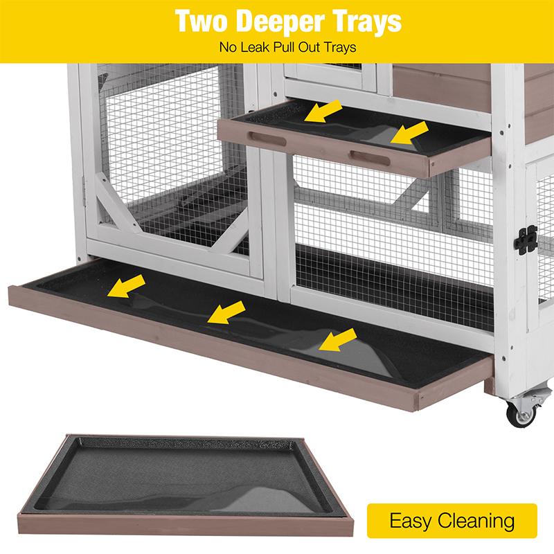 Aivituvin-AIR7013 Premium 2-Story Wooden Rabbit Hutch with Casters