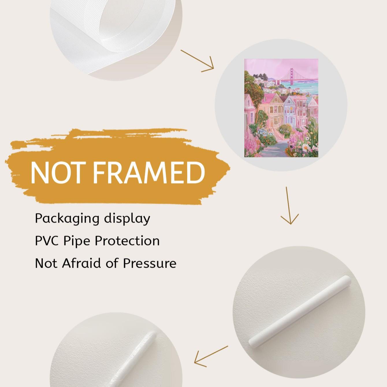 Golden Gate Bridge Wall Art Poster, Unframed Modern Decor, Travel Cityscape Print, San Francisco Lady Painting, Commercial Value