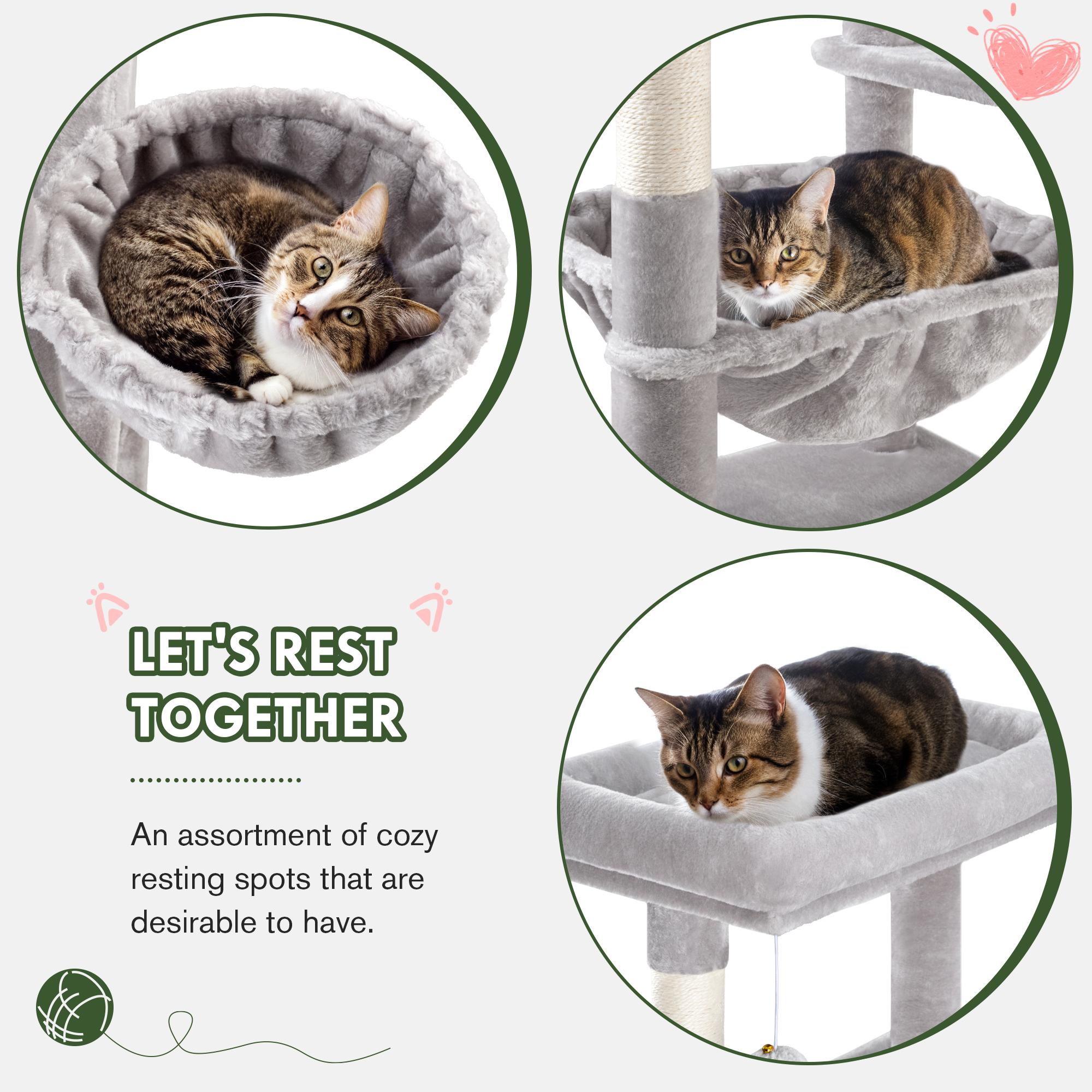 MUTICOR 82in Cat Tree Tower All-in-One Luxury Cat Tree with Scratching Posts & Boards,Hammock,Cozy Condo Room House,Toy Balls,Multifunctional Pets Furniture#TikTokShopBlackFriday #ChristmasGifts