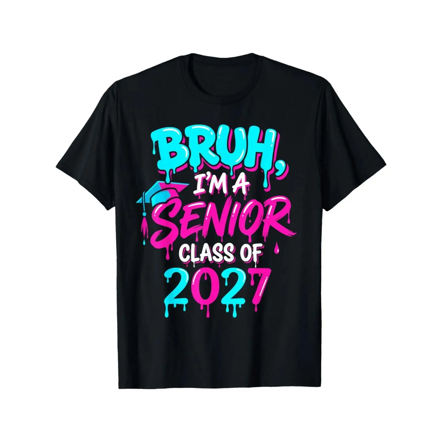 Class of 2027 Graphic Soft Cotton Round Neck Shortsleeve Breathable Senior T-Shirt - Funny "Bruh I'm Graduating" Casual High School Graduation Style Outfit