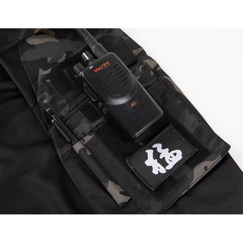 Men's Tactical Short Sleeve T-Shirt, 1/4 Zip Combat Shirt with Arm Pockets, Breathable Quick Dry Military Top for Hiking, Hunting & Outdoor
