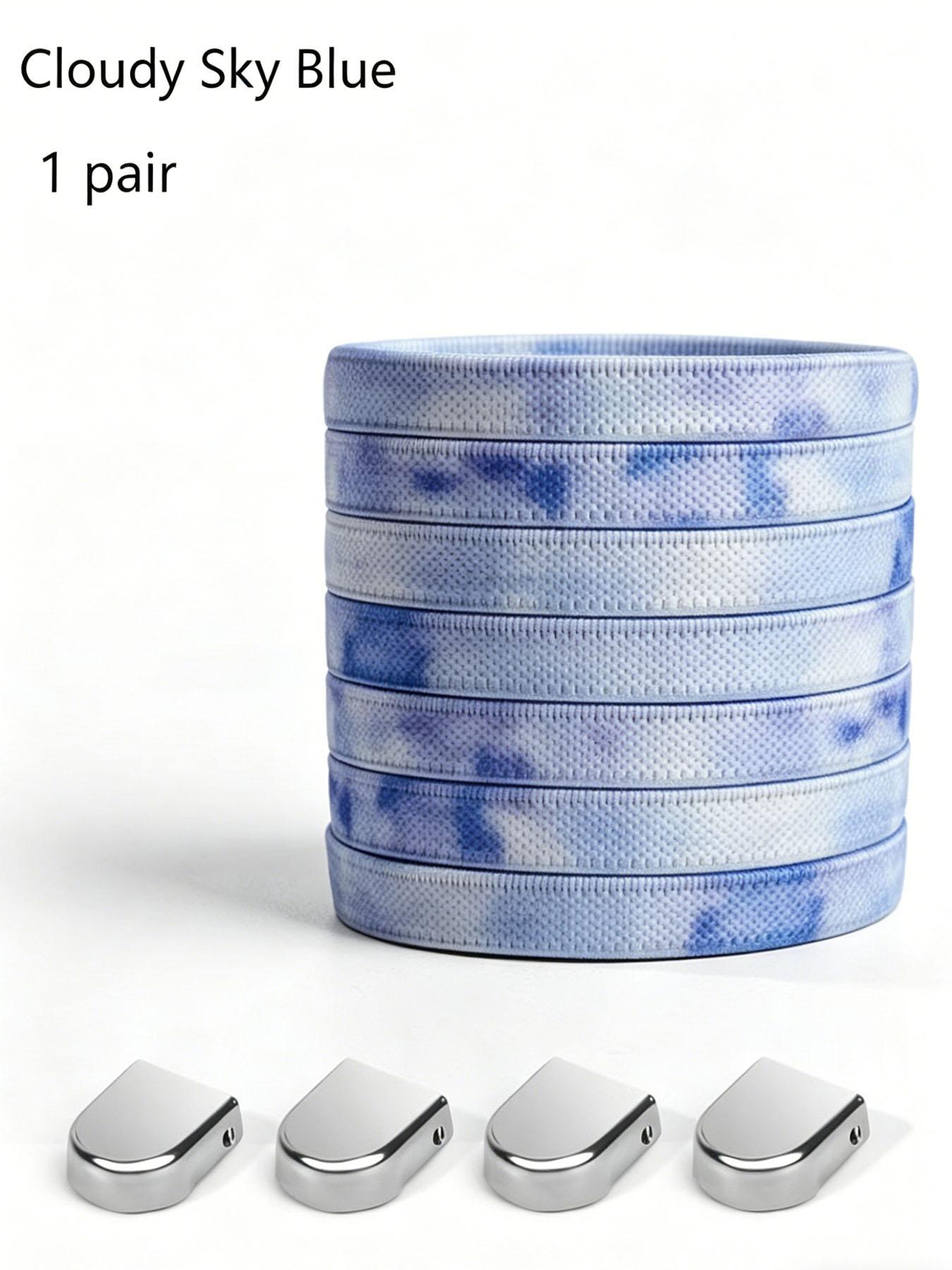 Dreamy Tie-Dye Lazy Shoelace, No-Tie Press Button, Gradient Color, Elastic Stretch, Wide Strap, for Sneakers, Dad Shoes, Sports Shoes, Commute, DIY Footwear