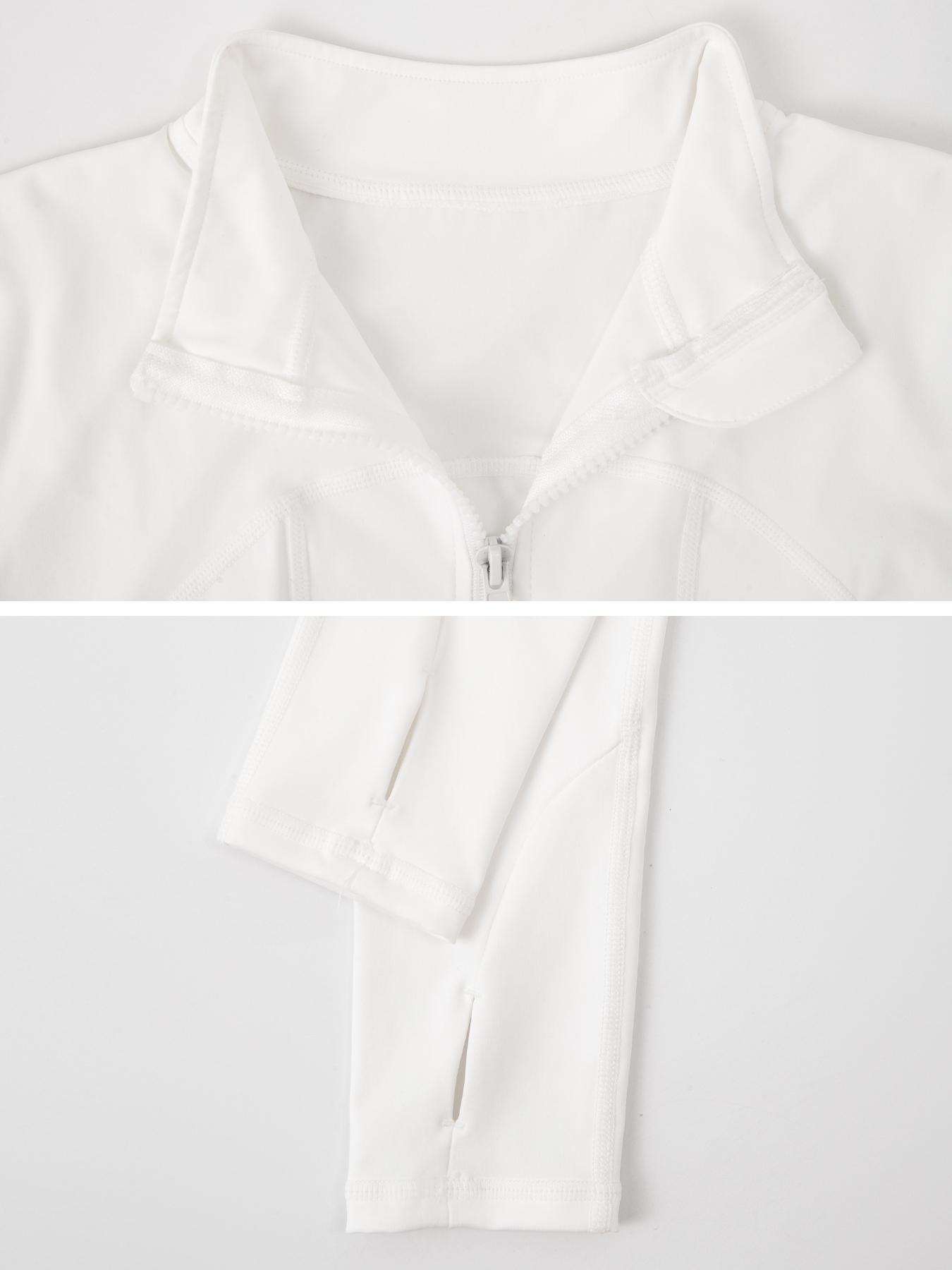 Women's Stand Collar Sport Jacket, Thumb Hole Design, Comfortable Breathable Training Long Sleeve Coat, Gym & Outdoor Cycling Fashion, High Elasticity Jacket