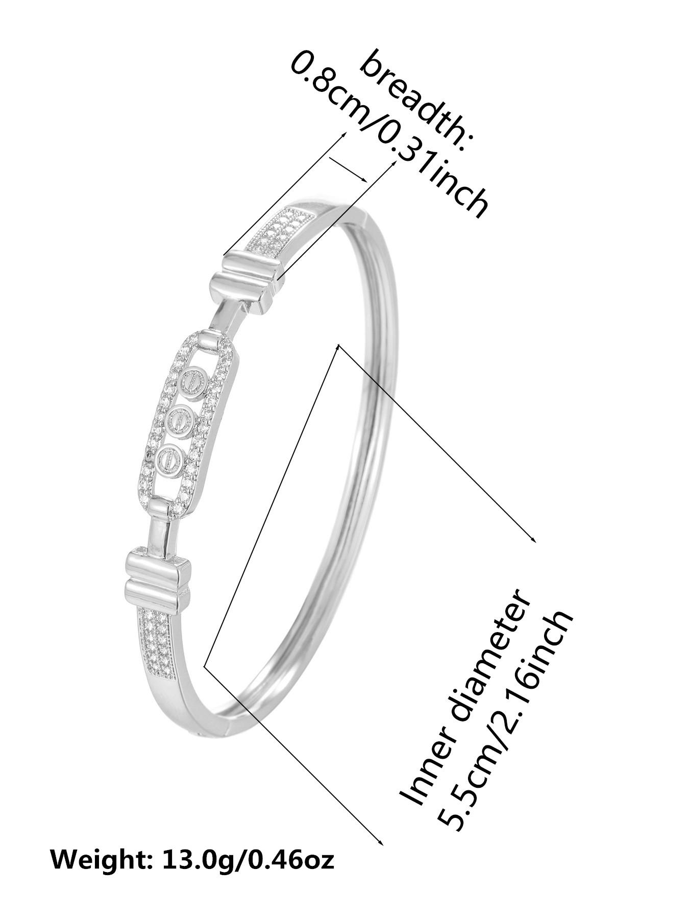 S925 Sterling Silver Rhinestone Decor Bangle Bracelet, Fashionable Hollow Out Design Bangle for Women, Trendy All-match & Exquisite Jewelry for Birthday Gift